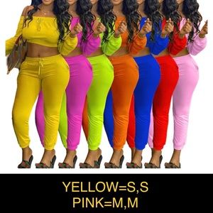 Silk crop off the shoulder jogger